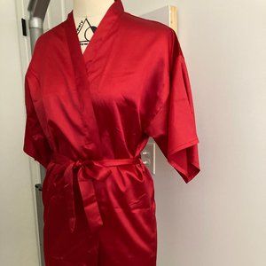 Silky Short Red Robe size S